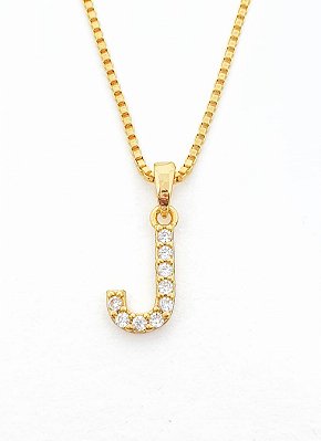 Pingente Cravejado Letra J (10X9CM) Banhado A Ouro 18k PIN029
