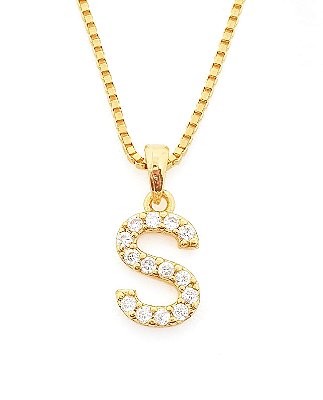Pingente Cravejado Letra S (10X9CM) Banhado A Ouro 18k PIN048