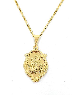 Pingente Placa São Jorge Detalhada (14,9X22,6) Banhado A Ouro 18k PIN070