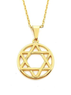 Pingente Estrela de Davi Redondo (20X20mm) Banhado A Ouro 18k PIN053