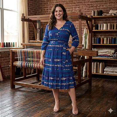 Vestido de manga longa e 3/4 viscose