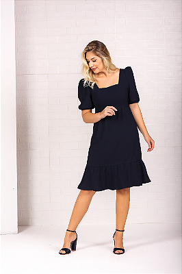 Vestido manga bufante capim rosa