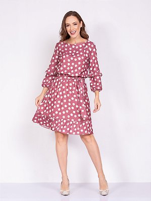Vestido de poa capim rosa tecido