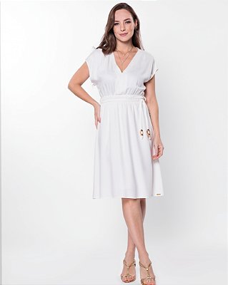 Vestido branco tecido medi modas