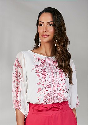Blusa de manga tule floral miravest