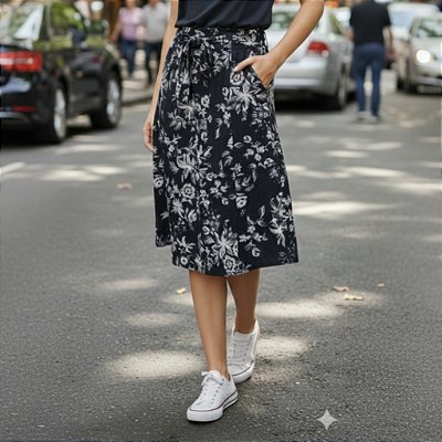 Saia midi confortável malha