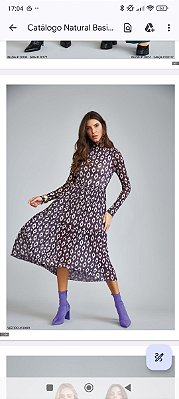 Vestido de tule com estampa abstrata natural basic