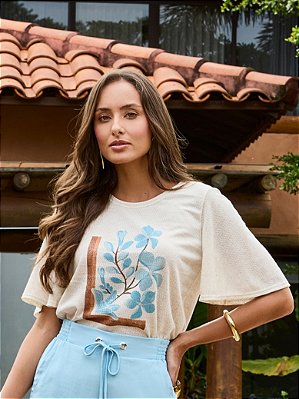 Blusa em malha tricot com linho realist