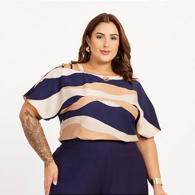 Blusa fenda ombro viscomida estampado medi modas
