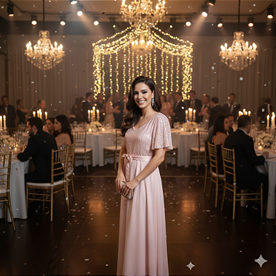 Vestido longo de paetê medi modas