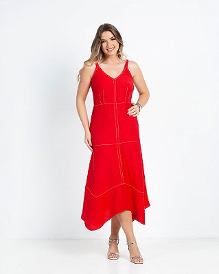 Vestido pespontado babado assimétrico medi modas