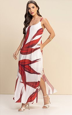 Vestido longuete plano fluido com elastano Miravest