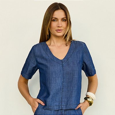 Blusa em Denim de liocel realist