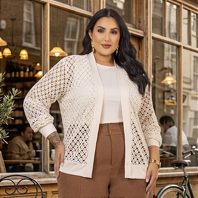 Twinset manga longa macrame medi modas