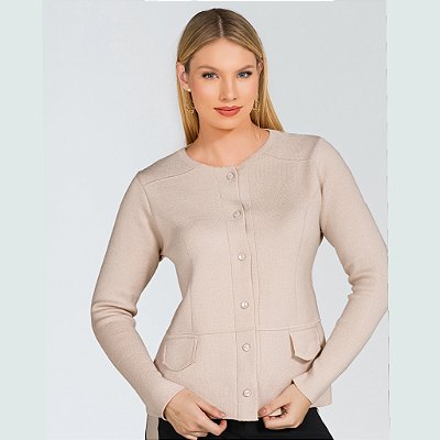 Cardigan de tricô com bolsos falsos miravest