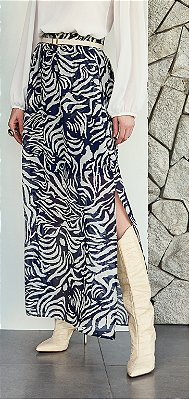 Saia em chiffon estampado com foil realist