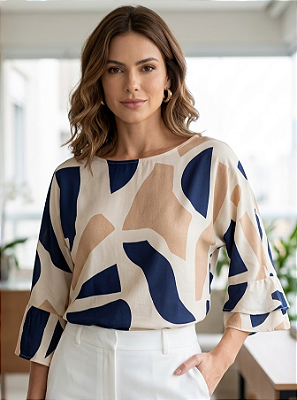 Blusa de viscose que amarrar nas costas com babado na manga