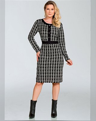 Vestido de Jacquard com recorte no ponto roma miravest