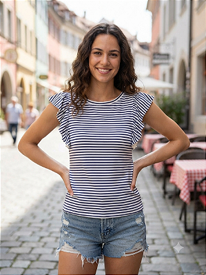 Blusa com detalhe em babado na manga