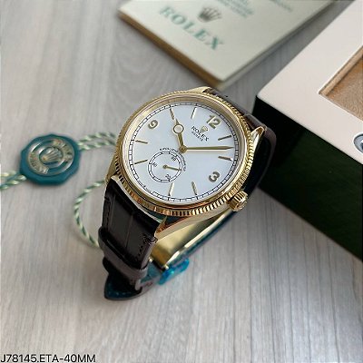 SUPER CLONE MÁQUINA ETA ROLEX 1908 DOURADO BRANCO 40M