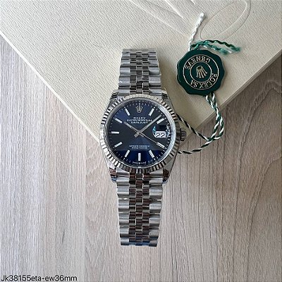 SUPER CLONE MÁQUINA ETA ROLEX DATEJUST 36MM AZUL MARINHO