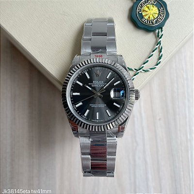 SUPER CLONE MÁQUINA ETA ROLEX DATEJUST CINZA OYSTER 41MM