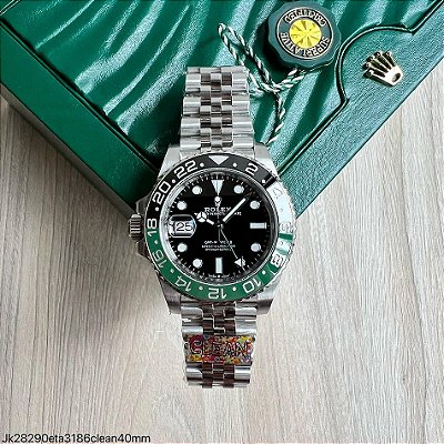 SUPER CLONE MÁQUINA ETA – ROLEX GMT MASTER II PRETO VERDE SPRITE JUBILEE 40MM