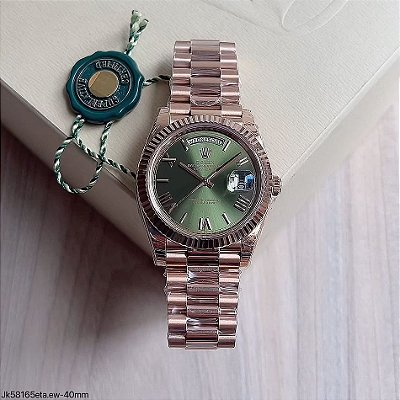 SUPER CLONE MÁQUINA ETA – ROLEX DAY-DATE II ROSE VERDE 40MM