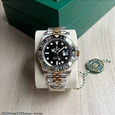 SUPER CLONE MÁQUINA ETA – ROLEX GMT MASTER II MISTO DOURADO JUBILEE 40MM