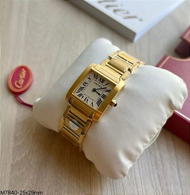 RELÓGIO BASE ETA ( CLONE ) - CARTIER TANK FRANÇAISE DOURADO