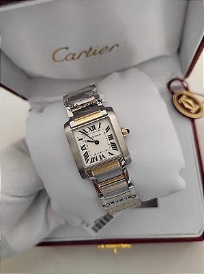 RELÓGIO BASE ETA ( CLONE ) - CARTIER TANK FRANÇAISE MISTO DOURADO