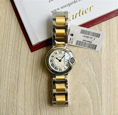 RELÓGIO BASE ETA ( CLONE ) - CARTIER BALLON MISTO DOURADO 33MM