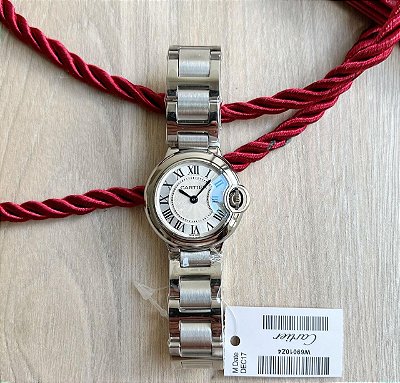 RELÓGIO BASE ETA ( CLONE ) - CARTIER BALLON PRATA 33MM