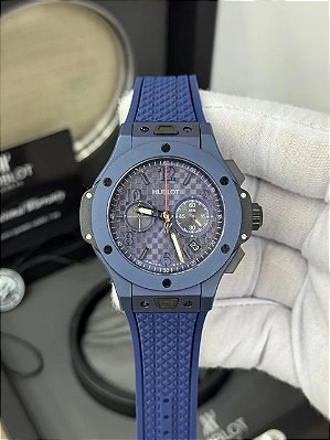 BASE ETA CLONE HUBLOT GENEVE AZUL PULSEIRA BORRACHA