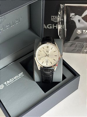 BASE ETA CLONE - TAG HEUER CARRERA AUTOMATIC FUNDO BRANCO PULSEIRA COURO