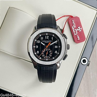 BASE ETA ( CLONE ) PATEK PHILIPPE NAUTILUS AUTOMÁTICO PRATA FUNDO PRETO