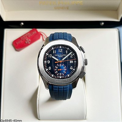 BASE ETA ( CLONE ) PATEK PHILIPPE NAUTILUS AUTOMÁTICO PRATA FUNDO AZUL