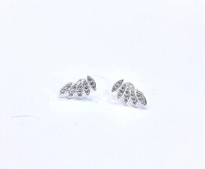 Brinco Ear Cuff Navetes com Zircônias Cravejadas Cristal 13mm - Prata 950