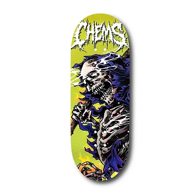 Deck Chems Green Background “Fire Grim” - 34mm x 96mm Mid Pro Popsicle