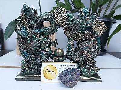 Fênix e Dragão 20cm | Tons de Verde