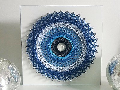 Mandala Olho Grego String Art 25m x 25cm | Fundo branco