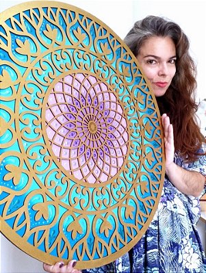 Mandala Duo Torus Lilás Turquesa (do 25cm ao 90cm)