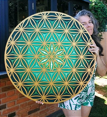 Mandala Duo Flower of Life | Tons de verde (do 25cm ao 90cm)