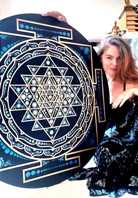 Mandala Duo Sri Yantra | Azul (do 25cm ao 90cm)