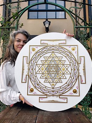 Mandala Duo Sri Yantra | Branco (do 25cm ao 90cm)