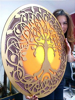 Mandala Duo Árvore da Vida | Tons quentes (do 25cm ao 90cm)