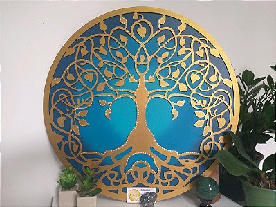 Mandala Duo Árvore da Vida | Tons frios (do 25cm ao 90cm)
