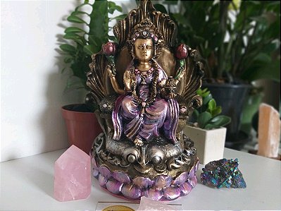 Deusa Lakshmi 23cm | Rosa e Dourado