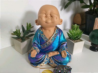 Buda Sorriso 20cm | Fractal Pele Camurça