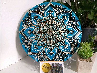 Mandala Duo Azul Turquesa 25cm
